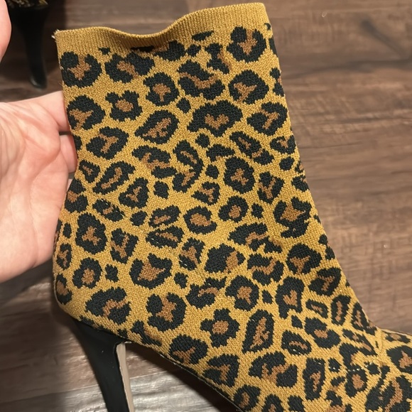 Leopard Sock Heel Booties - Picture 8 of 8